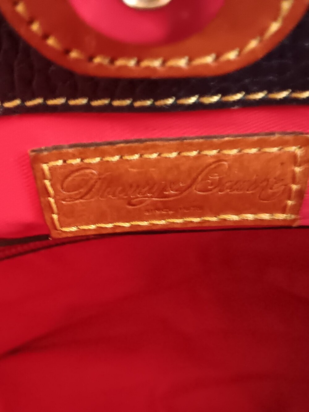 Dooney & Bourke Black Leather Tote with Tan Handles - Picture 3 of 7